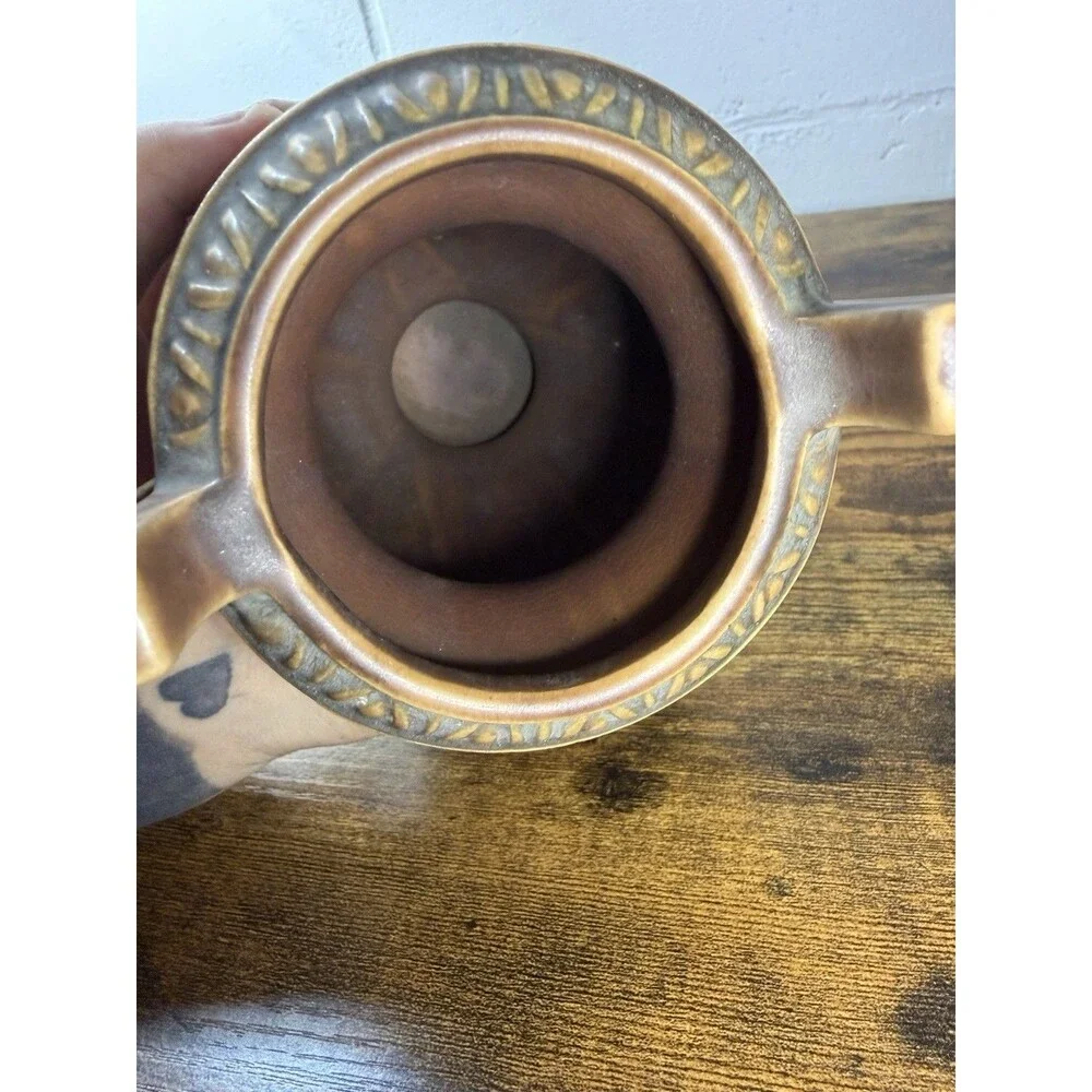 Roseville Pottery Grapevine Amphora Vase Double Handle Brown Art Pottery 8.5”